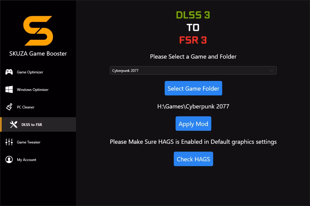DLSS G to FSR 3 Tool Feature